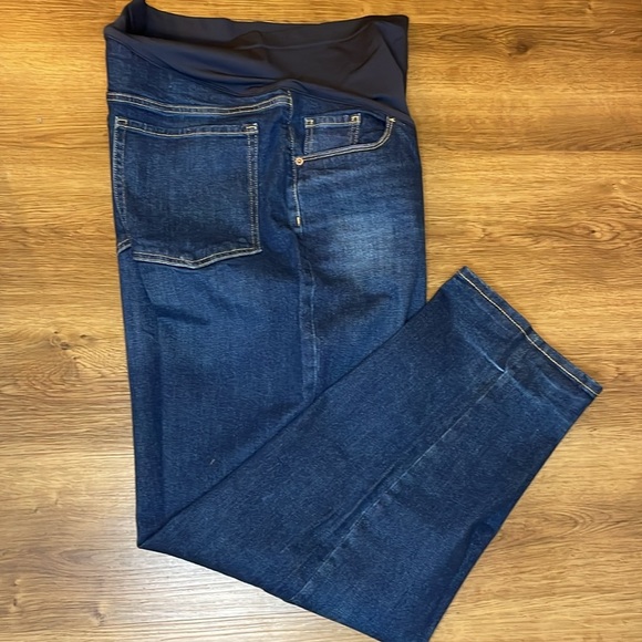 Old Navy Maternity Full Panel OG Loose Women’s 18 Long Dark Wash Faded Jeans - Picture 2 of 9